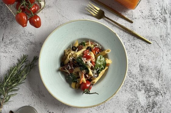 Penne pasta with truffle oil