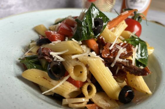 Penne pasta with truffle oil