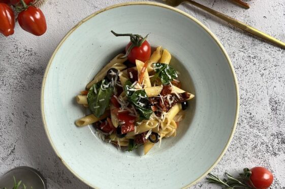 Penne pasta with truffle oil